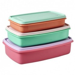 Lot de 3 Boîtes alimentaires rectangulaires  - Rice - couleurs assorties