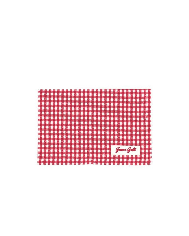 Nappe en coton carrée beige et rouge motif vichy 100x100