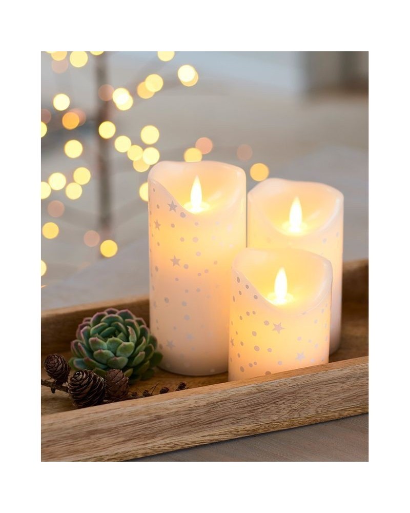Acheter un lot de 3 bougies blanches à LED sirius romantic white