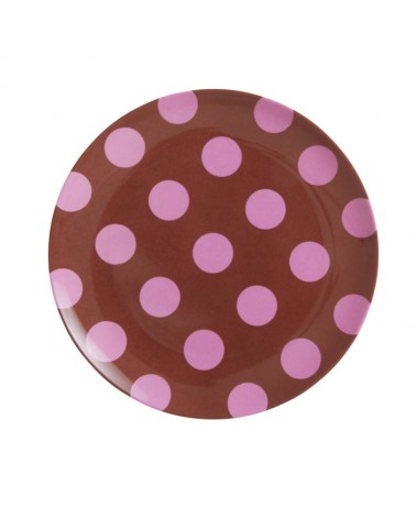 Assiette plate mélamine - Rice - Brown with soft pink