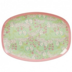 Assiette rectangulaire Mélamine - Plateau Rice - Butterfly and flowers
