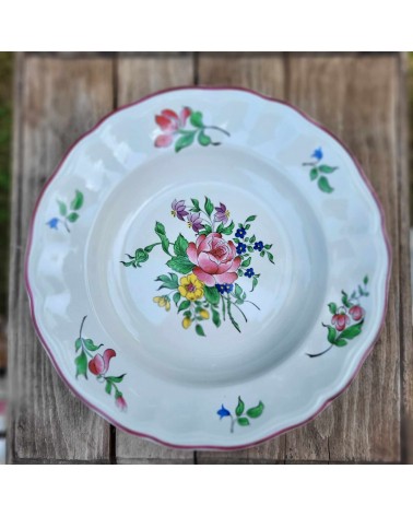 Assiette creuse vintage Rose - Vieux Strasbourg Luneville - 25.5 cm